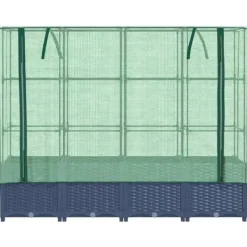 Online Højbed med drivhusovertræk - Rattan-look | Størrelse: 160x40x138 cm Plantningsbænke