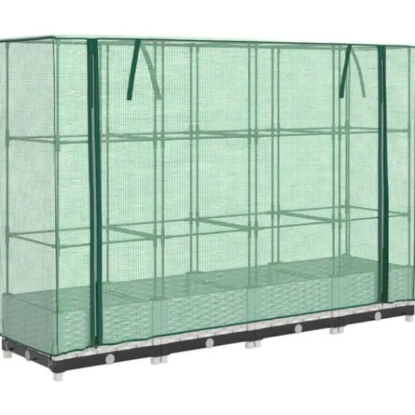 Online Højbed med drivhusovertræk - Robuste planter i rattan-look | Størrelse: 160x40x123 cm Drivhus