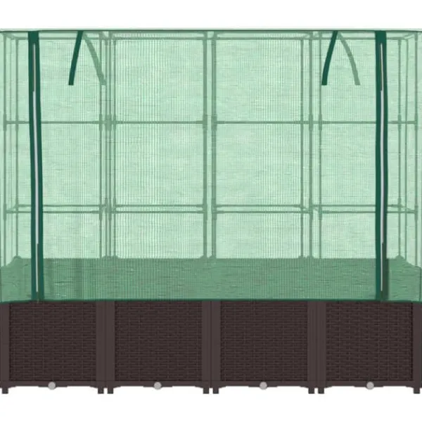 Outlet Højbed med drivhusovertræk - Rattan-look | Størrelse: 160x40x153 cm Drivhus
