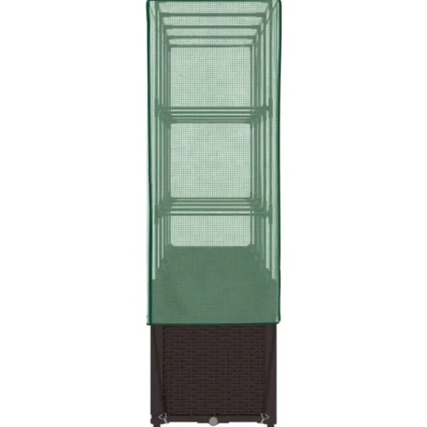 Outlet Højbed med drivhusovertræk - Rattan-look | Størrelse: 160x40x153 cm Drivhus