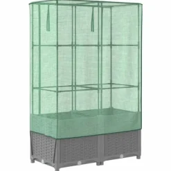Clearance Højbed med drivhusovertræk - Rattan-look | Størrelse: 80x40x138 cm Drivhus