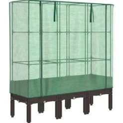 Drivhus^Højbed med drivhusovertræk - Rattan-look | Størrelse: 120x40x140 cm
