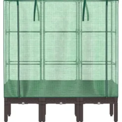 Drivhus^Højbed med drivhusovertræk - Rattan-look | Størrelse: 120x40x140 cm
