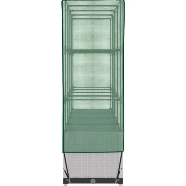 Drivhus^Højbed med drivhusovertræk i rattan-look - Plads til planter | Størrelse: 160x40x138 cm