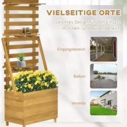 Clearance Højbed med espalier & 3 hylder 63x39x160 cm, træ brun – klatreplanter Plantningsbænke
