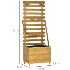 Outlet Højbed med espalier & 3 hylder 63x39x160 cm, træ brun – klatreplanter Plantningsbænke