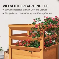 Clearance Højbed med espalier & åben bund 65x65x60 cm, træ – til klatreplanter Kompostering