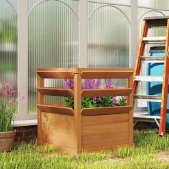 Online Højbed med espalier & åben bund 65x65x60 cm, træ – til klatreplanter Kompostering