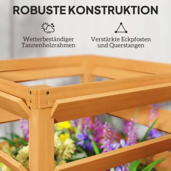 Online Højbed med espalier & åben bund 65x65x60 cm, træ – til klatreplanter Kompostering