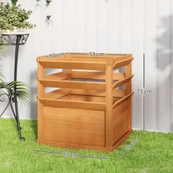 Højbed med espalier & åben bund 65x65x60 cm, træ – til klatreplanter Kompostering