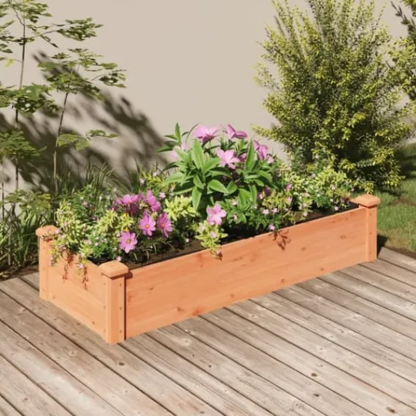 Plantningsbænke^Højbed med foring i massivt fyrretræ - Plantekasse | Størrelse: 120x45x25 cm | Farve: Brun