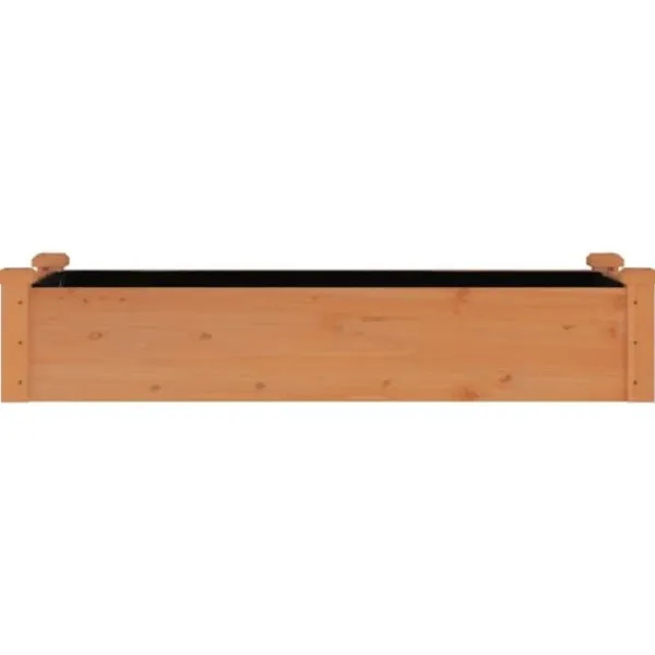Plantningsbænke^Højbed med foring i massivt fyrretræ - Plantekasse | Størrelse: 120x45x25 cm | Farve: Brun