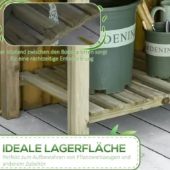 Online Højbed med hylde 91x51x76 cm, træ, grøn – med drænhuller Plantningsbænke