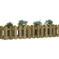 Best Højbed med stakitdesign - Imprægneret fyrretræ | Størrelse: 150x30x30 cm Plantningsbænke