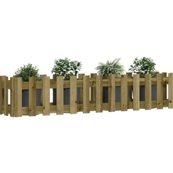 Best Højbed med stakitdesign - Imprægneret fyrretræ | Størrelse: 150x30x30 cm Plantningsbænke