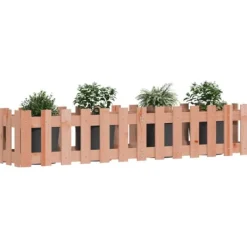 Clearance Højbed med stakitdesign - Plantebed i massivt douglasgran | Størrelse: 150x30x30 cm Krukker & Plantebeholdere