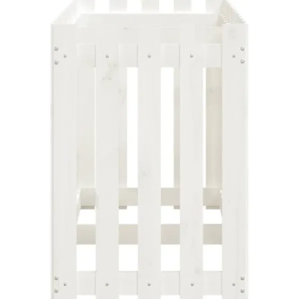 Højbed med stakitdesign i massivt fyrretræ | Størrelse: 150x50x70 cm | Farve: Hvid Plantningsbænke