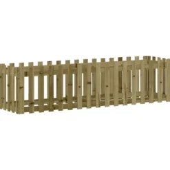 Plantningsbænke^Højbed med stakitdesign i imprægneret fyrretræ | Størrelse: 200x50x50 cm