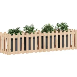 Clearance Højbed med stakitdesign i massivt fyrretræ - 200x50x50 cm | Størrelse: 200x50x50 cm Plantningsbænke