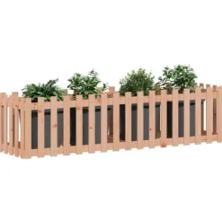 Plantningsbænke^Højbed med stakitdesign i massivt douglasgran | Størrelse: 200x50x50 cm