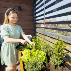 Plantningsbænke^Højbed til altan, terrasse og have 110x55x80cm - Træherbarium på ben - Plantekasse på ben til blomster, krydderurter, grøntsager - Højbed til haven, G | CDON