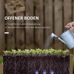 Hot Højbed 3-trins i gran 122x122x51 cm, brun – til urter & blomster Plantningsbænke