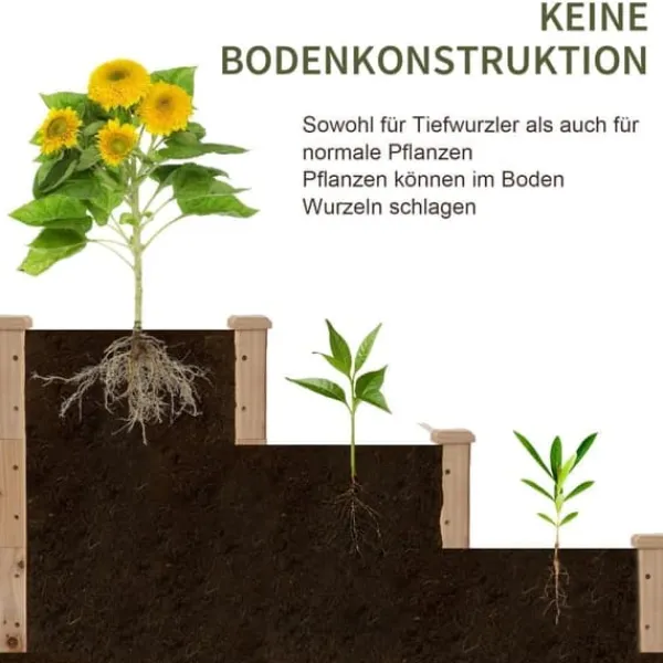 Clearance Højbed 3-trins i træ 124x124x56 cm – urte-trappe til balkon & have Plantningsbænke
