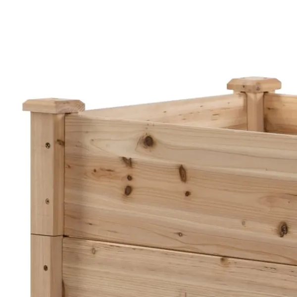 Clearance Højbed 3-trins i træ 124x124x56 cm – urte-trappe til balkon & have Plantningsbænke