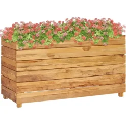 Hot Højbed 100x40x55 cm genanvendt teaktræ og stål - Højbed - Højbede - Home & Living Krukker & Plantebeholdere