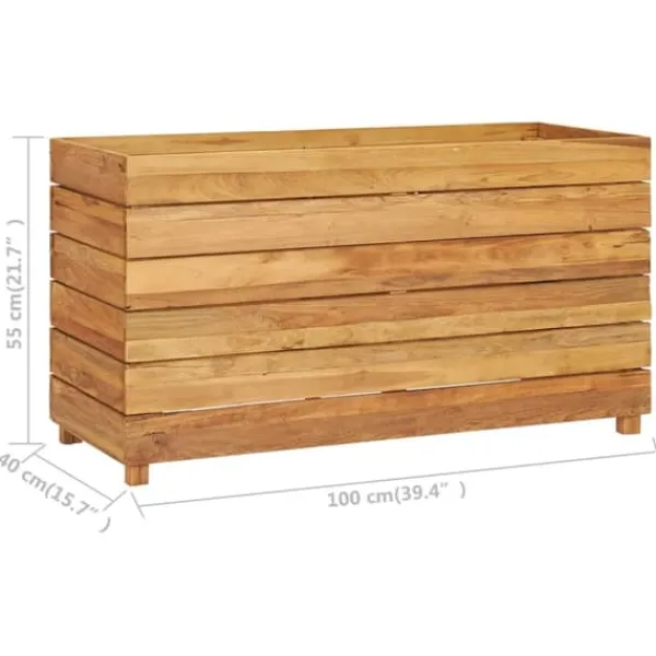 Hot Højbed 100x40x55 cm genanvendt teaktræ og stål - Højbed - Højbede - Home & Living Krukker & Plantebeholdere