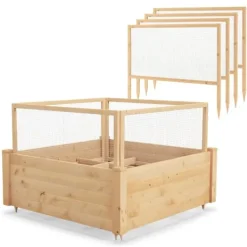 Plantningsbænke^Højbed, 107x107x70 cm, Naturfarvet