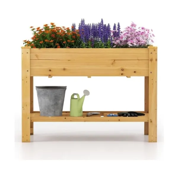 Plantningsbænke^Højbed, 120x60x81 cm, Naturfarvet