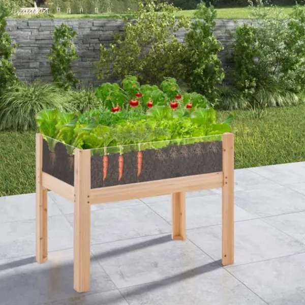 Højbed, 100x59x77 cm, Naturlig Plantningsbænke