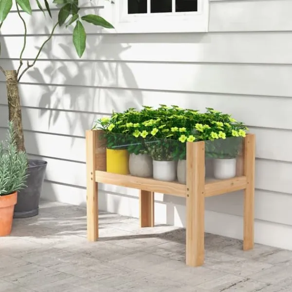 Højbed, 100x59x77 cm, Naturlig Plantningsbænke