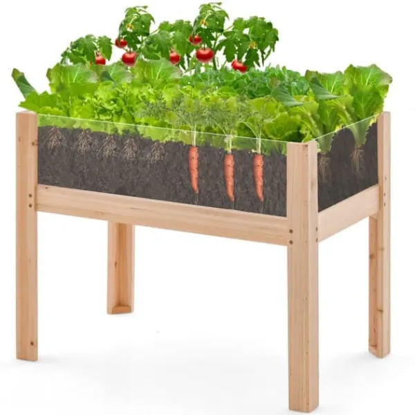 Højbed, 100x59x77 cm, Naturlig Plantningsbænke