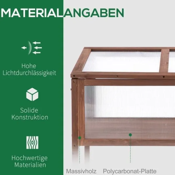 Drivhus^Højbed/drivbænk 90x50x93 cm, gran & PC-plade, brun – urteboks til have/terrasse