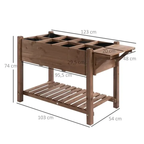 Plantningsbænke^Højbeds plantekasse, 123x54x74 cm, Brun