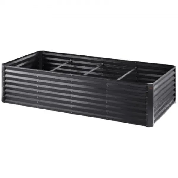 Plantningsbænke^Højbeds plantekasse, 240x120x60 cm, mørkegrå, metal plantekasse