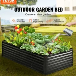 Plantningsbænke^Højbeds plantekasse, 240x120x60 cm, mørkegrå, metal plantekasse