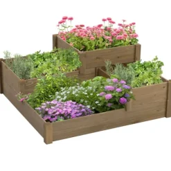 Plantningsbænke^Højbedsplantekasse, 122x122x51 cm, Brun