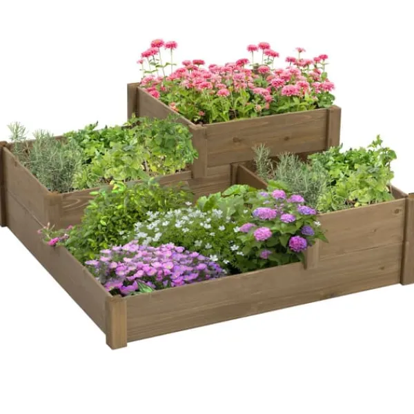 Plantningsbænke^Højbedsplantekasse, 122x122x51 cm, Brun