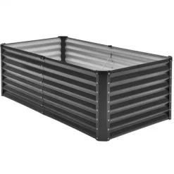 Online Højbedsplantekasse, 180x89,5x60 cm, Mørkegrå, Metal Plantningsbænke