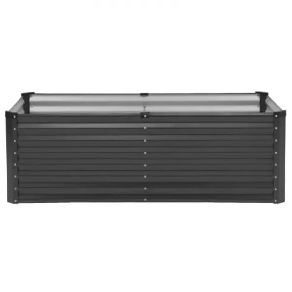 Online Højbedsplantekasse, 180x89,5x60 cm, Mørkegrå, Metal Plantningsbænke