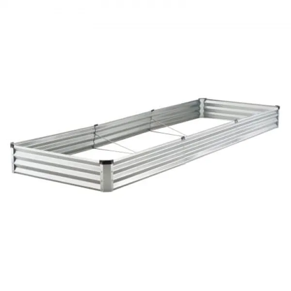 Plantningsbænke^Højbedsplantekasse, 360,5x120,5x28,5 cm, Sølv, Metal