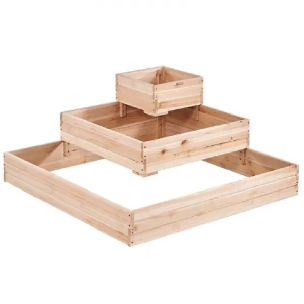 Plantningsbænke^Højbedsramme, 113x113x51 cm, lys træfarve, træ