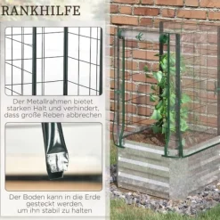 Clearance Højbedssæt 53x53x90 cm med plastovertræk & espalier – plantekasse til have/balkon Plantningsbænke