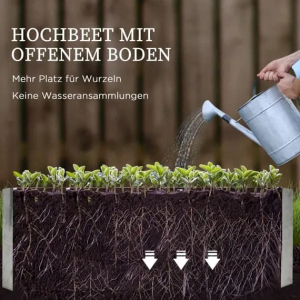 Clearance Højbedssæt 53x53x90 cm med plastovertræk & espalier – plantekasse til have/balkon Plantningsbænke