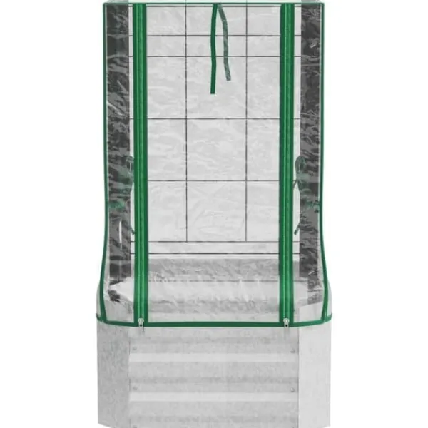 Clearance Højbedssæt 53x53x90 cm med plastovertræk & espalier – plantekasse til have/balkon Plantningsbænke
