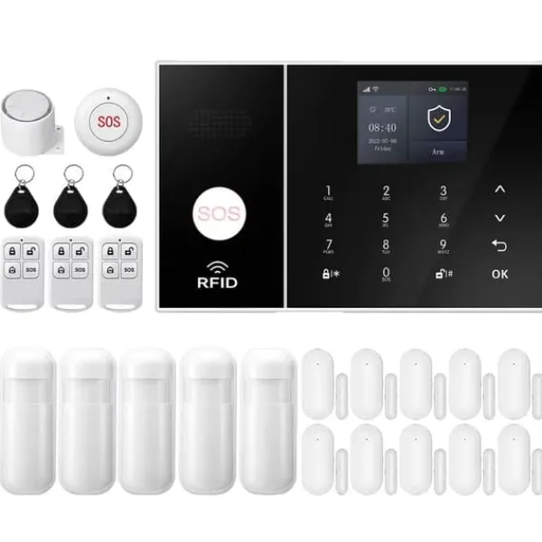 Hjemmealarmsystemer^Hjemmealarmsystem, Smart Home Integration, Trådløs Sikkerhedsløsning,4G WiFi Kit F, EU Stik