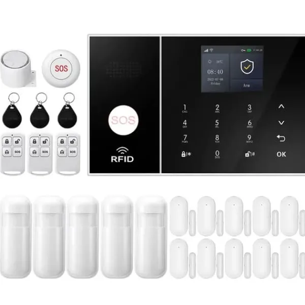 Hjemmealarmsystemer^Hjemmealarmsystem, Smart Home Integration, Trådløs Sikkerhedsløsning,4G WiFi Kit F, EU Stik
